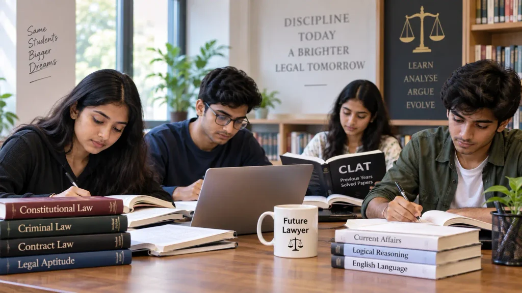 Indian students preparing for law entrance exams after 12th