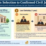 Flowchart showing the Trainee Judicial Officer training and Law Clerkship path after JCJ selection
